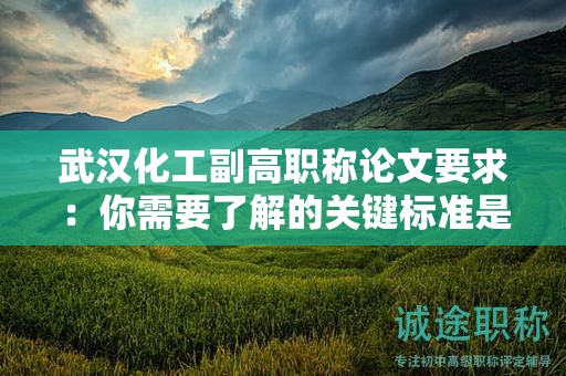 武汉化工副高职称论文要求：你需要了解的关键标准是什么？