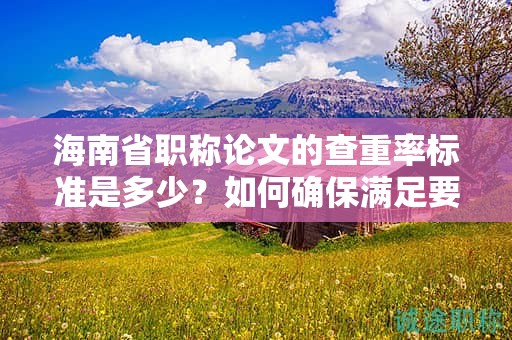 海南省职称论文的查重率标准是多少？如何确保满足要求？