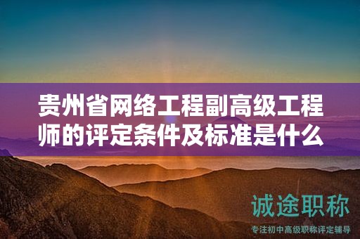 贵州省网络工程副高级工程师的评定条件及标准是什么？