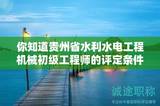 你知道贵州省水利水电工程机械初级工程师的评定条件和标准吗？