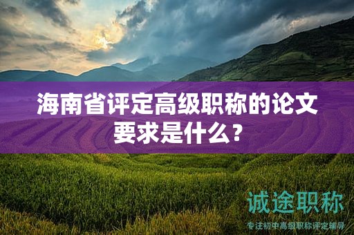 海南省评定高级职称的论文要求是什么？
