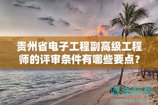 贵州省电子工程副高级工程师的评审条件有哪些要点？