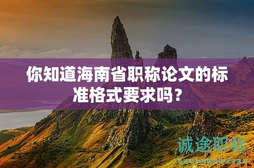你知道海南省职称论文的标准格式要求吗？
