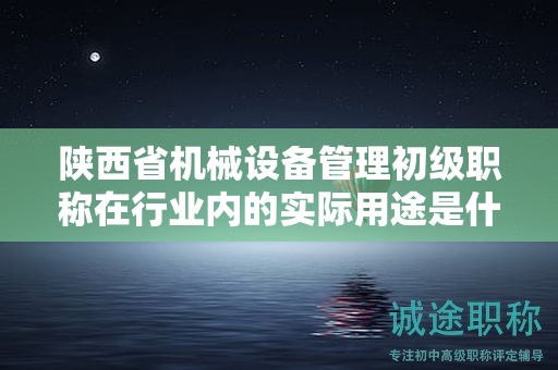陕西省机械设备管理初级职称在行业内的实际用途是什么？