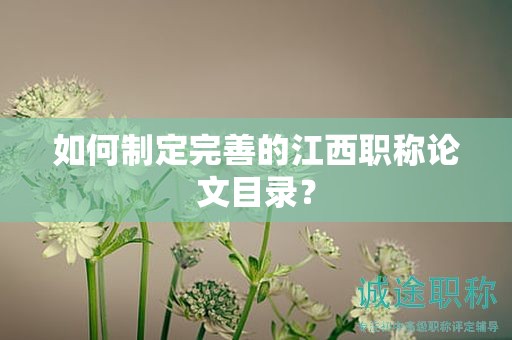 如何制定完善的江西职称论文目录？