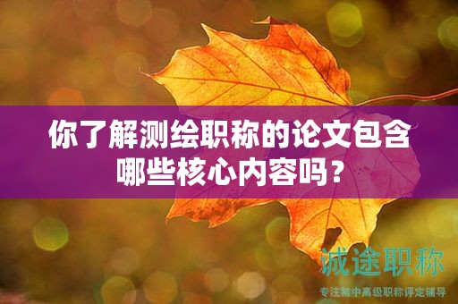 你了解测绘职称的论文包含哪些核心内容吗？