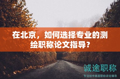 在北京，如何选择专业的测绘职称论文指导？