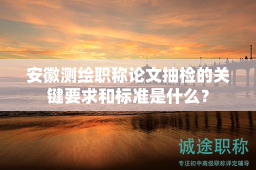 安徽测绘职称论文抽检的关键要求和标准是什么？