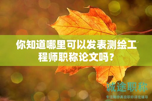 你知道哪里可以发表测绘工程师职称论文吗？