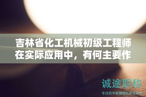 吉林省化工机械初级工程师在实际应用中，有何主要作用？