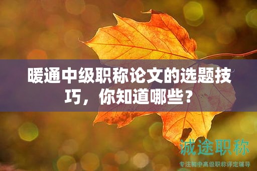 暖通中级职称论文的选题技巧，你知道哪些？