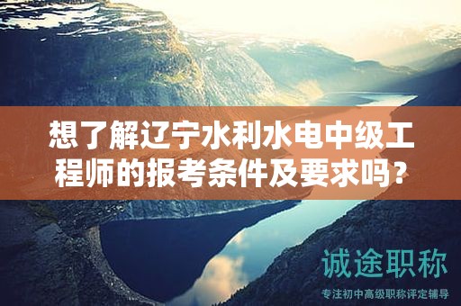 想了解辽宁水利水电中级工程师的报考条件及要求吗？