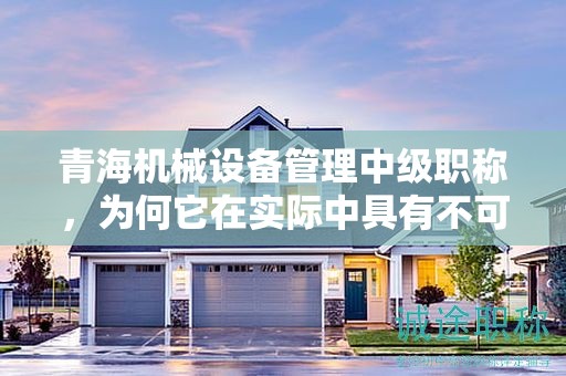 青海机械设备管理中级职称，为何它在实际中具有不可或缺的用途？