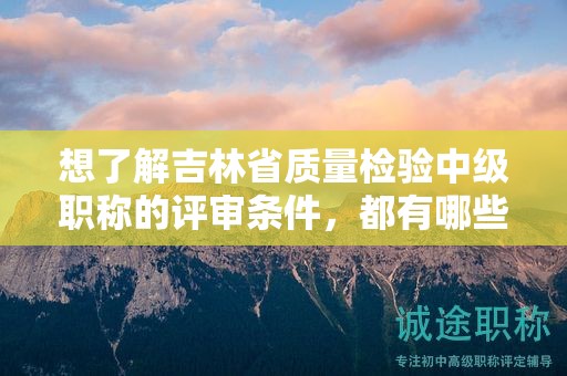 想了解吉林省质量检验中级职称的评审条件，都有哪些主要点？
