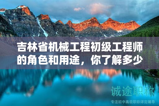 吉林省机械工程初级工程师的角色和用途，你了解多少？