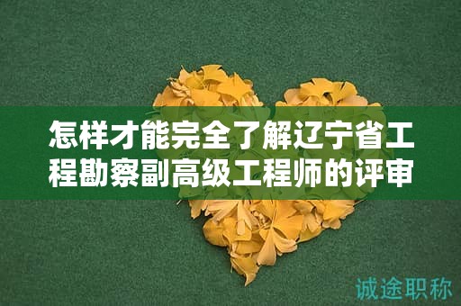 怎样才能完全了解辽宁省工程勘察副高级工程师的评审条件并顺利通过？