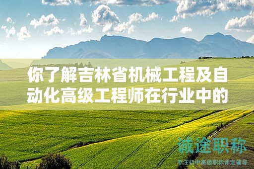 你了解吉林省机械工程及自动化高级工程师在行业中的主要用途吗？