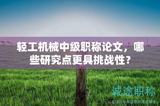轻工机械中级职称论文，哪些研究点更具挑战性？