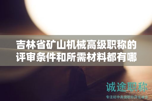 吉林省矿山机械高级职称的评审条件和所需材料都有哪些具体要求？