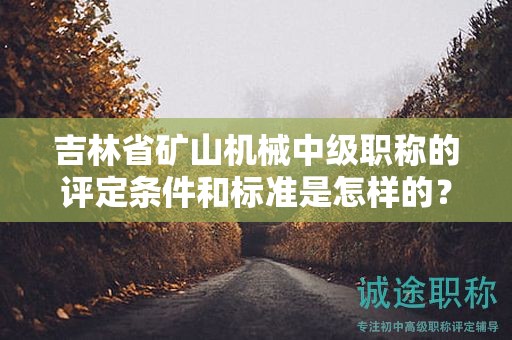 吉林省矿山机械中级职称的评定条件和标准是怎样的？