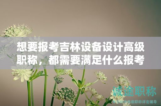 想要报考吉林设备设计高级职称，都需要满足什么报考条件和要求？