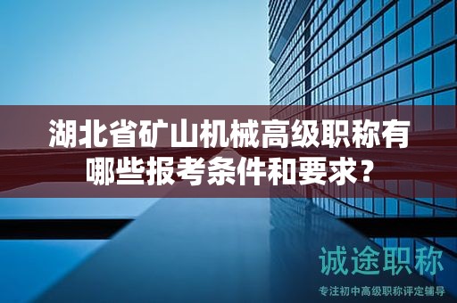 湖北省矿山机械高级职称有哪些报考条件和要求？
