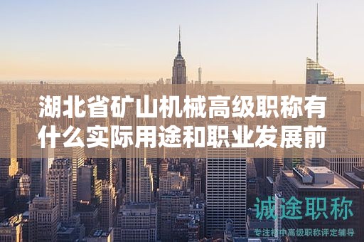 湖北省矿山机械高级职称有什么实际用途和职业发展前景？