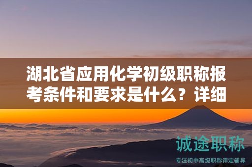 湖北省应用化学初级职称报考条件和要求是什么？详细了解！