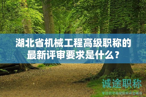 湖北省机械工程高级职称的最新评审要求是什么？