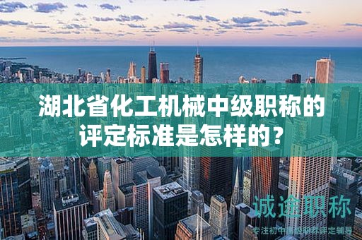 湖北省化工机械中级职称的评定标准是怎样的？