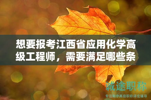 想要报考江西省应用化学高级工程师，需要满足哪些条件和要求？