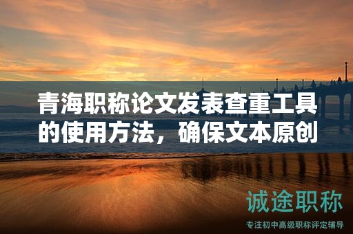 青海职称论文发表查重工具的使用方法，确保文本原创性。