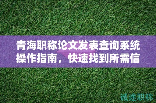 青海职称论文发表查询系统操作指南，快速找到所需信息。