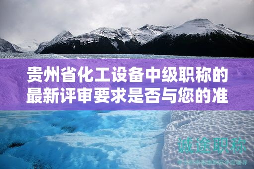 贵州省化工设备中级职称的最新评审要求是否与您的准备相符？