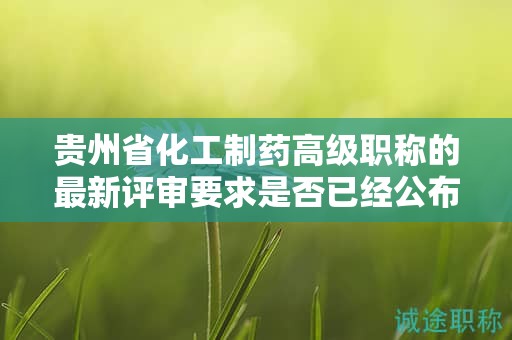 贵州省化工制药高级职称的最新评审要求是否已经公布？