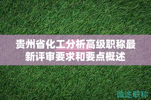 贵州省化工分析高级职称最新评审要求和要点概述