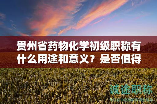 贵州省药物化学初级职称有什么用途和意义？是否值得申请？