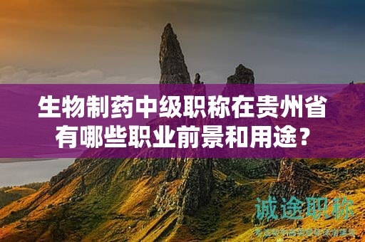 生物制药中级职称在贵州省有哪些职业前景和用途？