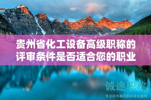 贵州省化工设备高级职称的评审条件是否适合您的职业发展？