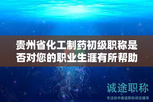 贵州省化工制药初级职称是否对您的职业生涯有所帮助？