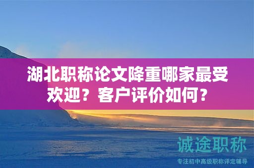 湖北职称论文降重哪家最受欢迎？客户评价如何？
