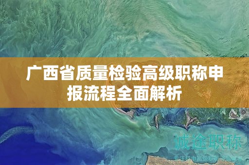 广西省质量检验高级职称申报流程全面解析