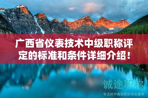 广西省仪表技术中级职称评定的标准和条件详细介绍！