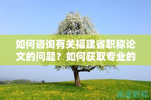 如何咨询有关福建省职称论文的问题？如何获取专业的咨询支持？