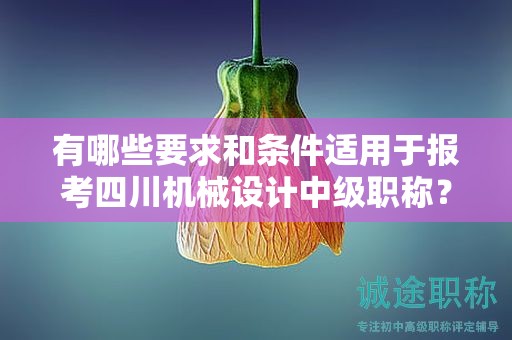 有哪些要求和条件适用于报考四川机械设计中级职称？了解申请该职称的条件和要求