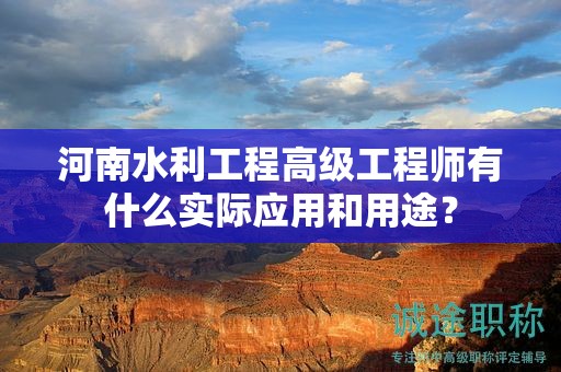 河南水利工程高级工程师有什么实际应用和用途？