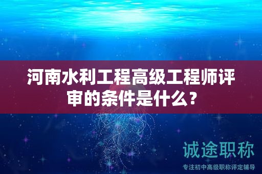河南水利工程高级工程师评审的条件是什么？