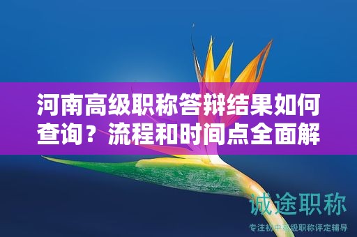 河南高级职称答辩结果如何查询？流程和时间点全面解读