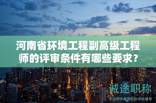 河南省环境工程副高级工程师的评审条件有哪些要求？