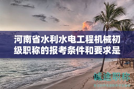 河南省水利水电工程机械初级职称的报考条件和要求是什么？